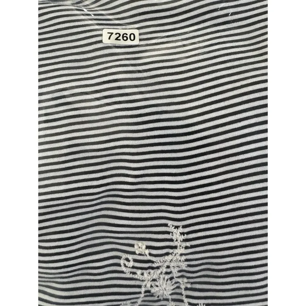 Sarong Social Club Beach Swim Coverup Tunic Poncho Blue Stripe Embroidered #7260